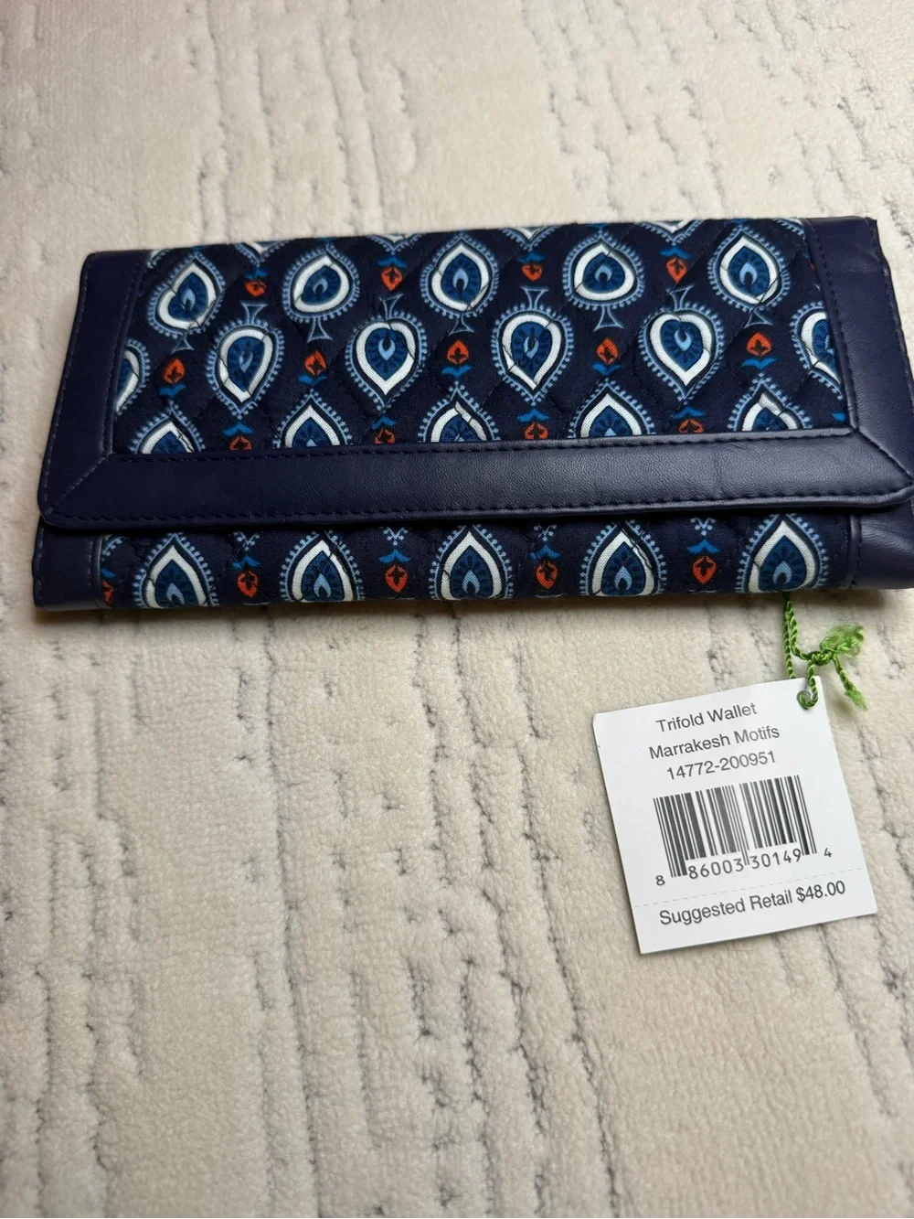 Navy Patterned Quilted Wallet Vera Bradley